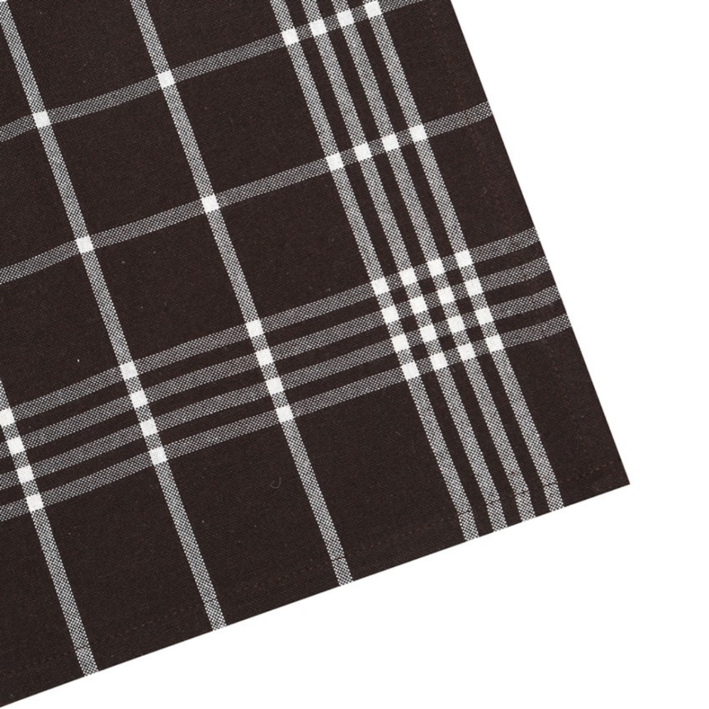 Ściereczki kuchenne „Espresso Kitchen Towel“. Ręczniki kuchenne. Brązowa ściereczka kuchenna w kratę z kontrastowymi białymi liniami