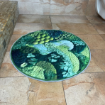  Dywaniki łazienkowe "Circle Gouache". Maty łazienkowe, 80x80 cm. Inspirowana naturą mata kąpielowa z zielenią przypominającą mech, botaniczna rozkosz