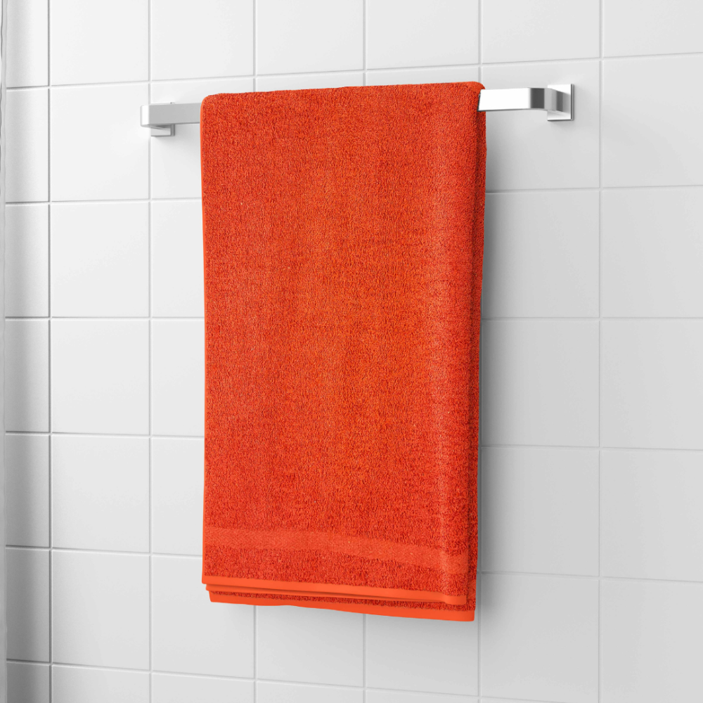 Ręcznik łazienkowy „Orange Economic Towel“. Ręczniki, 60x35 cm, 100x45 cm. Jednokolorowy pomarańczowy ręcznik bez wzorów.