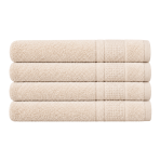 Ręcznik łazienkowy „Royal Cream towel“, 70x140 cm. Kremowy ręcznik z ozdobnym tkanym pasem. Ręcznik łazienkowy „Royal Cream towel“, 70x140 cm. Kremowy ręcznik z ozdobnym tkanym pasem.