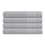 Ręcznik łazienkowy „Royal Light Grey towel“, 70x140 cm. Jasnoszary ręcznik z ozdobnym tkanym pasem.