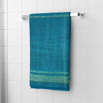 Ręcznik łazienkowy „Teal olympian“. Ręczniki, 50x100 cm, 70x140 cm. Elegancki turkusowy ręcznik, tworzący przytulną i luksusową atmosferę w łazience.