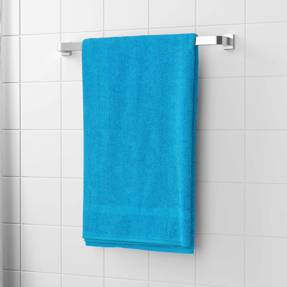 Ręcznik łazienkowy „Turquoise Economic Towel“. Ręczniki, 60x35 cm, 100x45 cm. Intensywnie turkusowy ręcznik ze złotym wzorem greckiego klucza