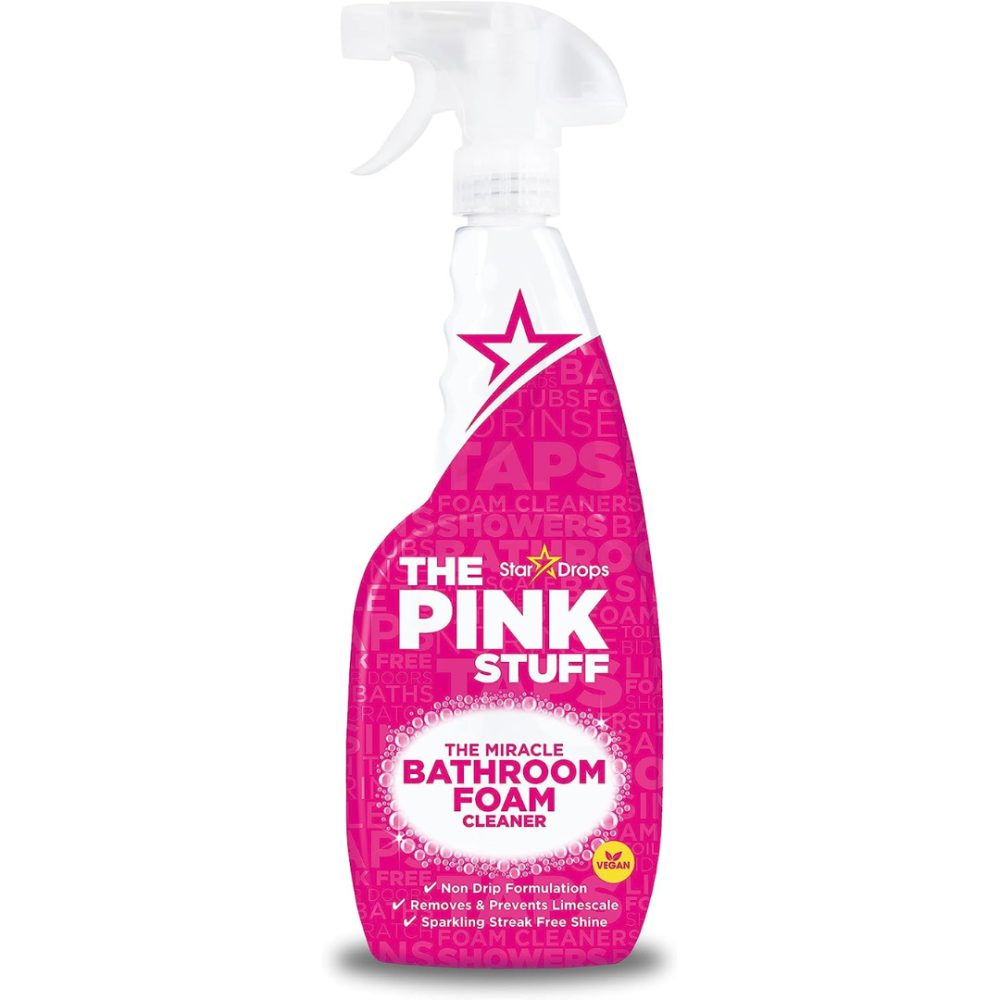 Środek do czyszczenia łazienki "Bathroom spray". Wydajna pianka w sprayu do łazienki: the pink stuff, zapewniający lśniącą czystość.